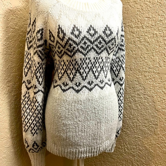 Ava & Viv Sweater White Gray Sweater with Balloon Sleeve SIZE X Item SW03 - Picture 2 of 7